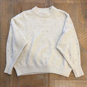 Cozy Gray Sweater with Embellishments